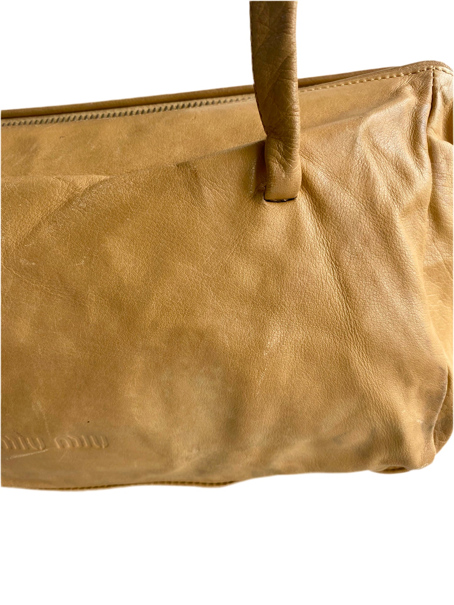Miu Miu Camel Brown Calfskin Leather Shoulder Bag