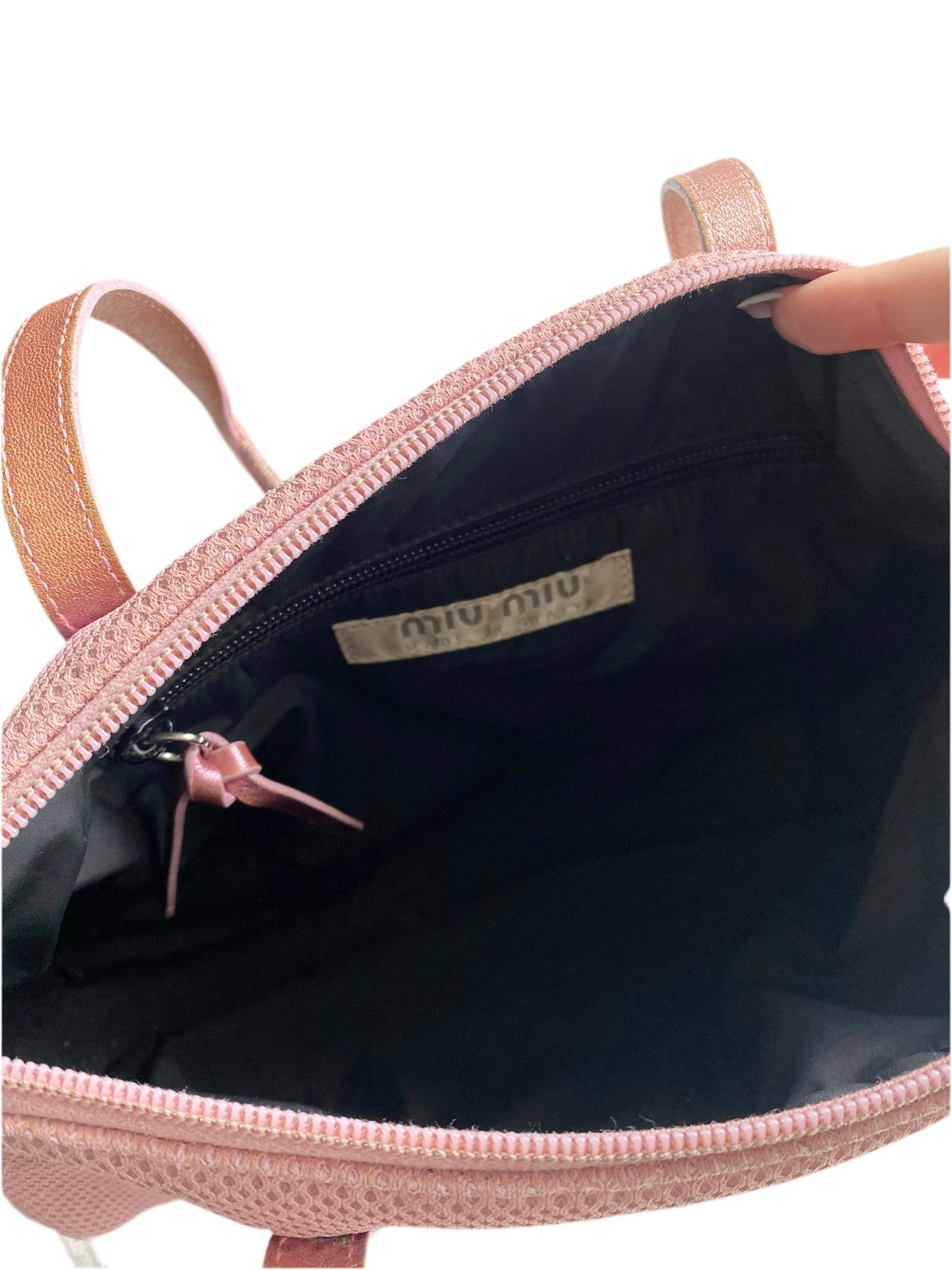 Miu Miu SS2000 Archive Metallic Pink Mesh Shoulder Bag