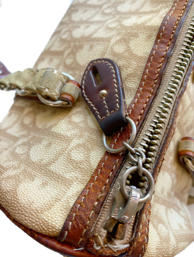 Dior 2006 Galliano Monogram Romantique Heart Padlock Mini Beige Barrel Bag