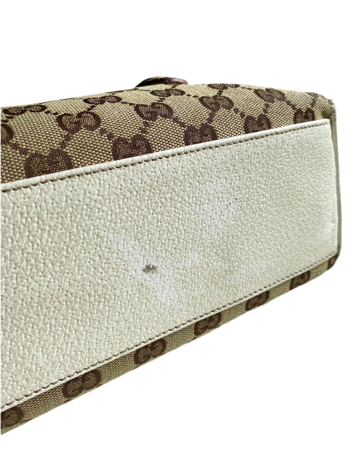 Gucci Vintage White/Beige GG Canvas Small Charmy Boston Bag