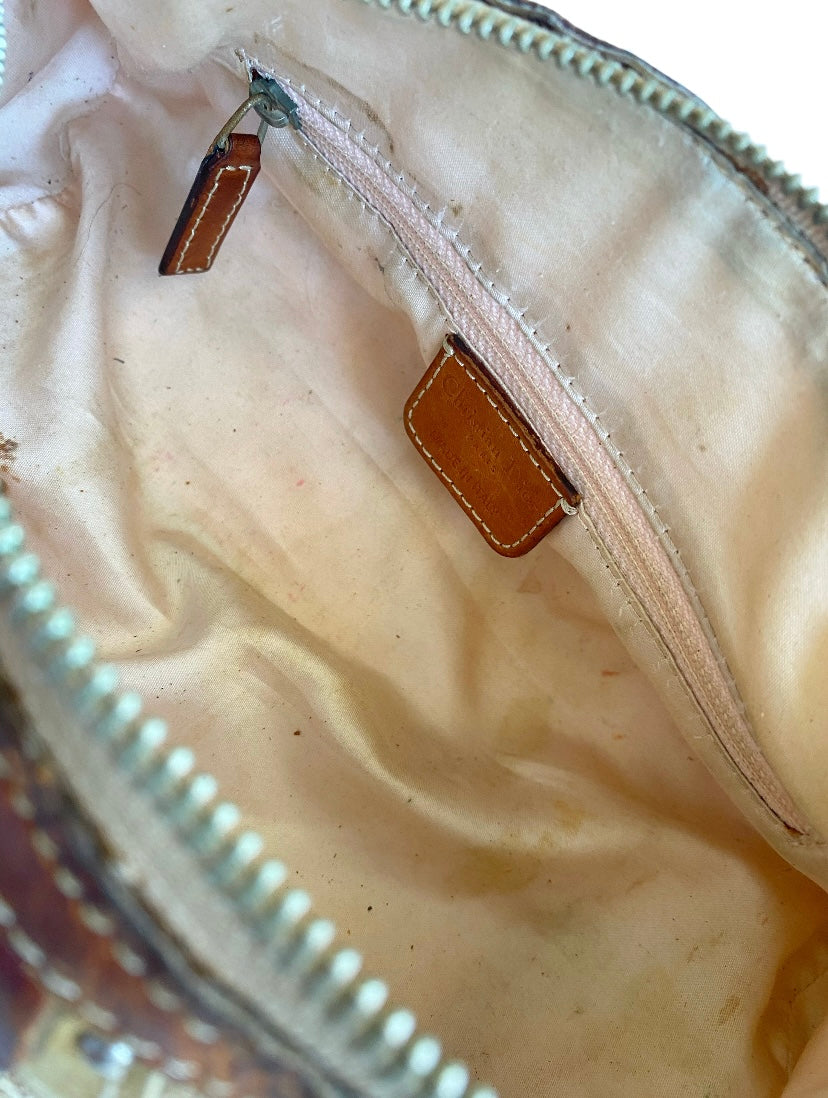 Dior 2006 Galliano Monogram Romantique Heart Padlock Mini Beige Barrel Bag