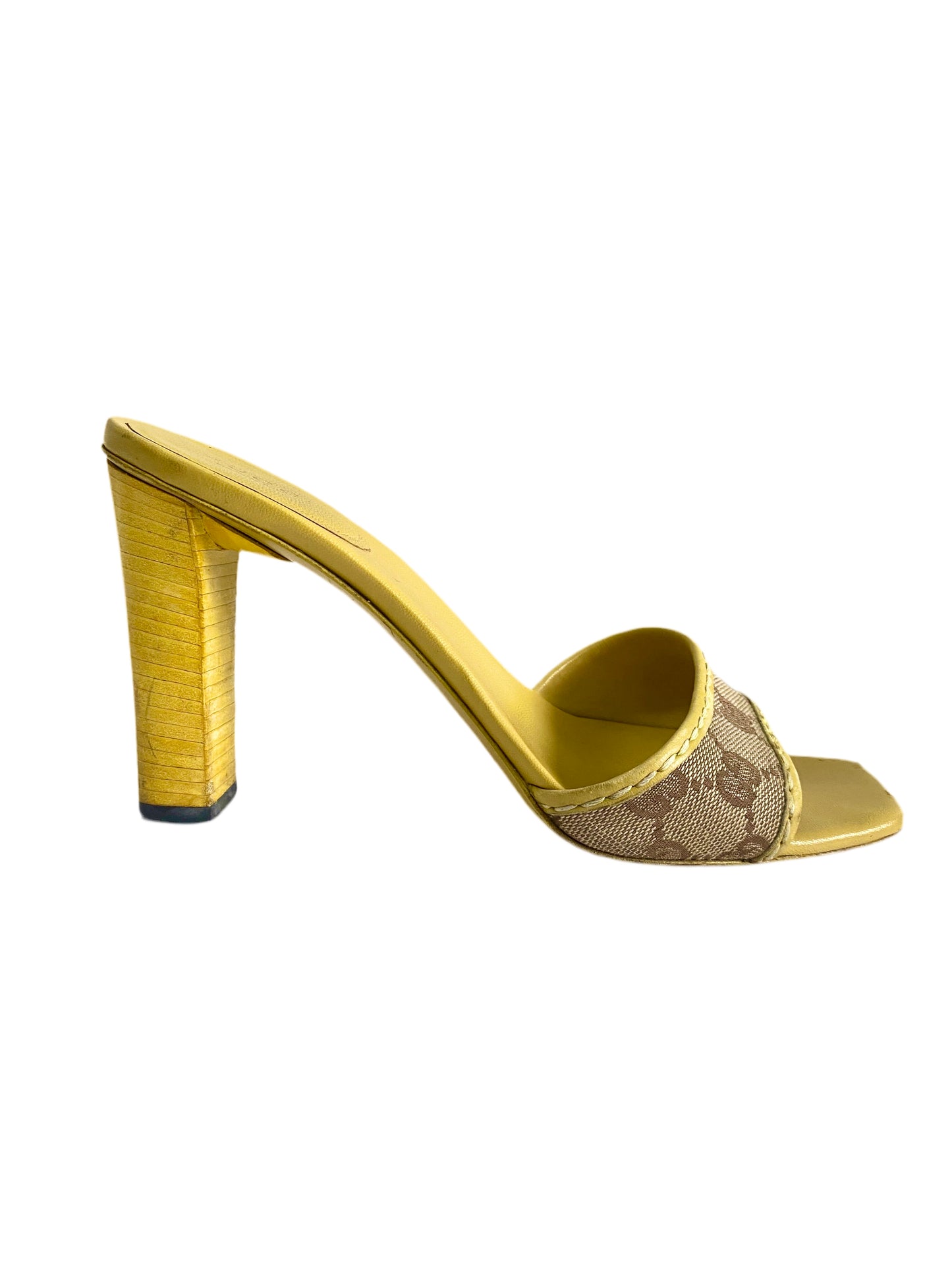 Gucci Mustard Yellow GG Monogram Mule Heels