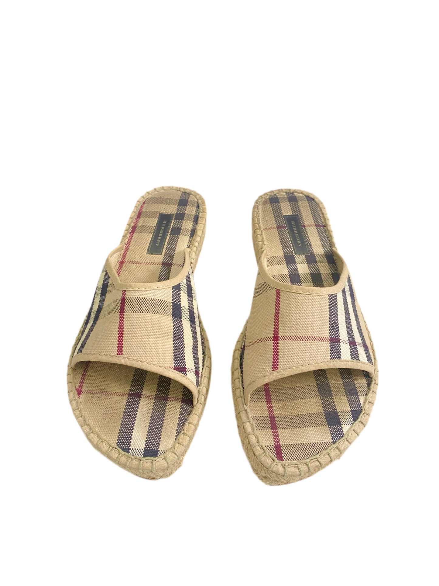 Burberry Vintage Nova Check Espidrille Sandals Cream