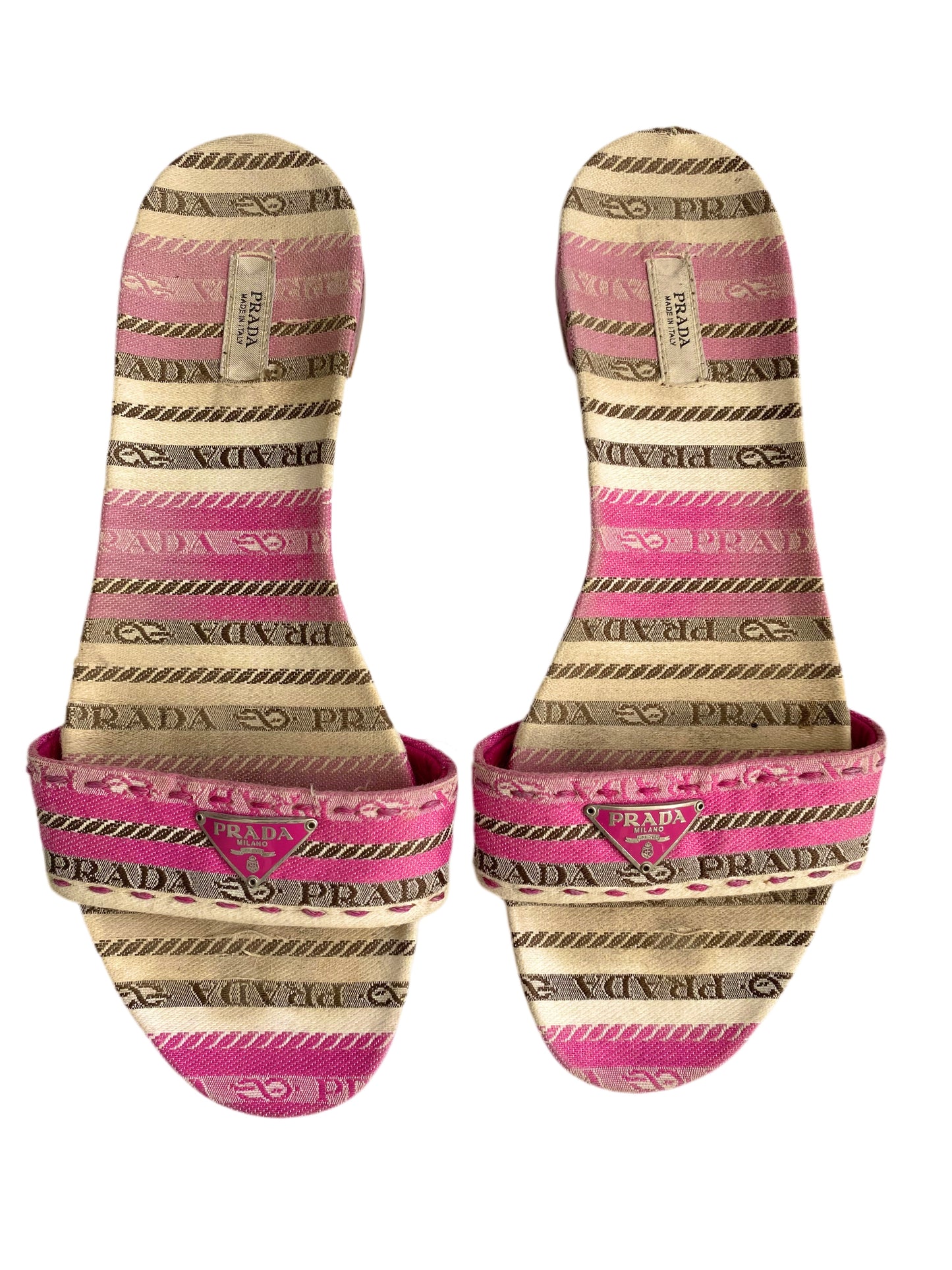Prada Milano Pink Monogram Mule Sandal Flats