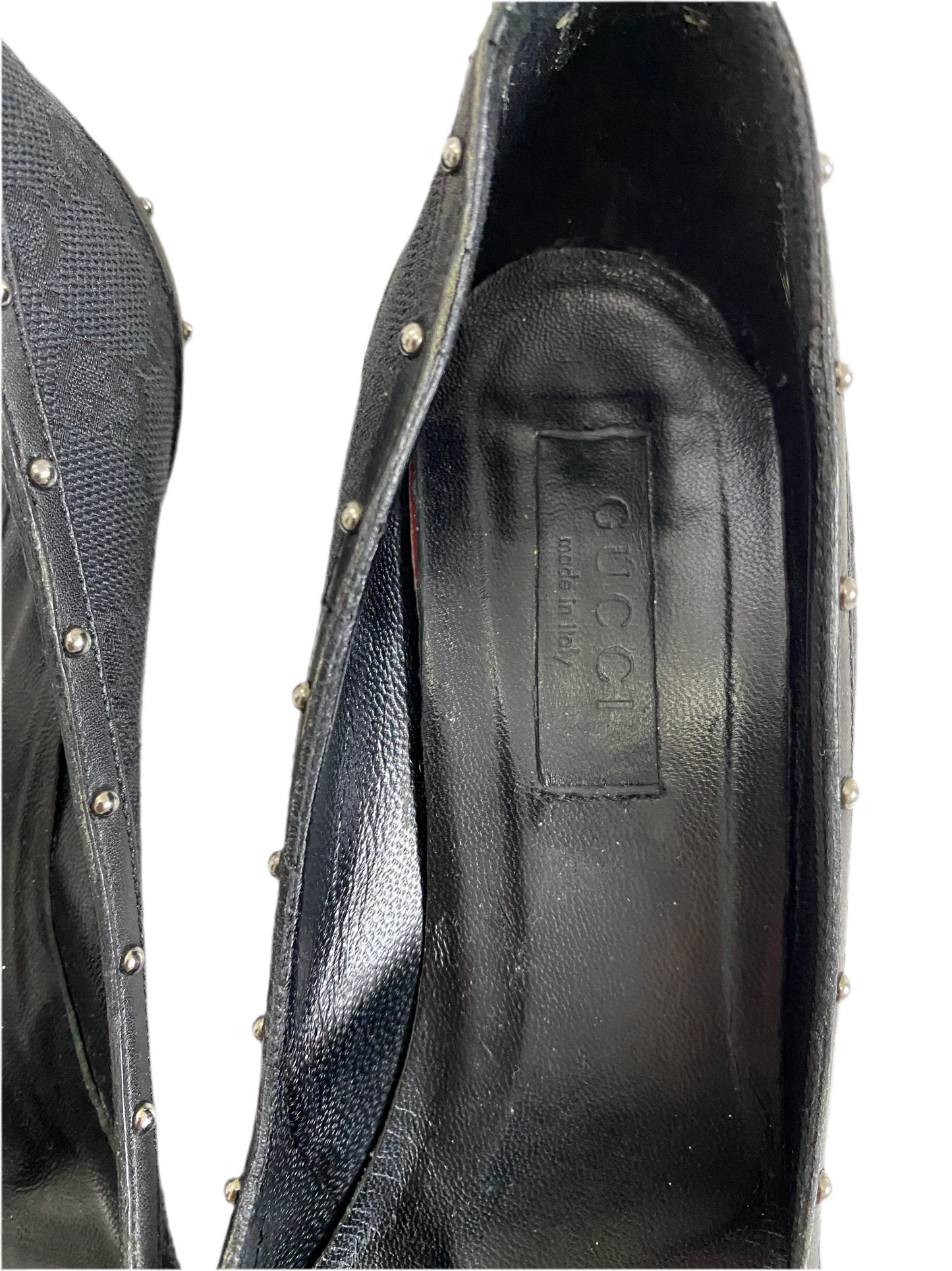 Gucci Black GG Studded Horsebit Pointed Heels