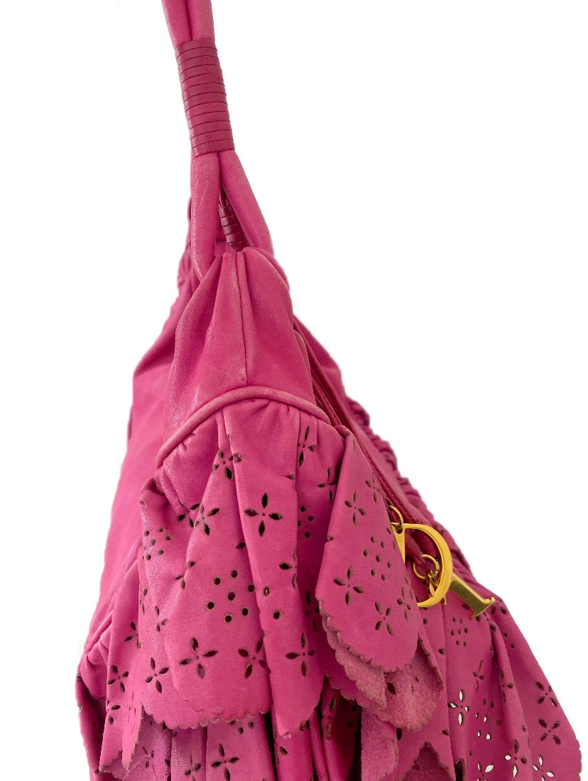 Christian Dior Hot Pink / Fuchsia Gypsy Ruffle Hobo Shoulder Bag