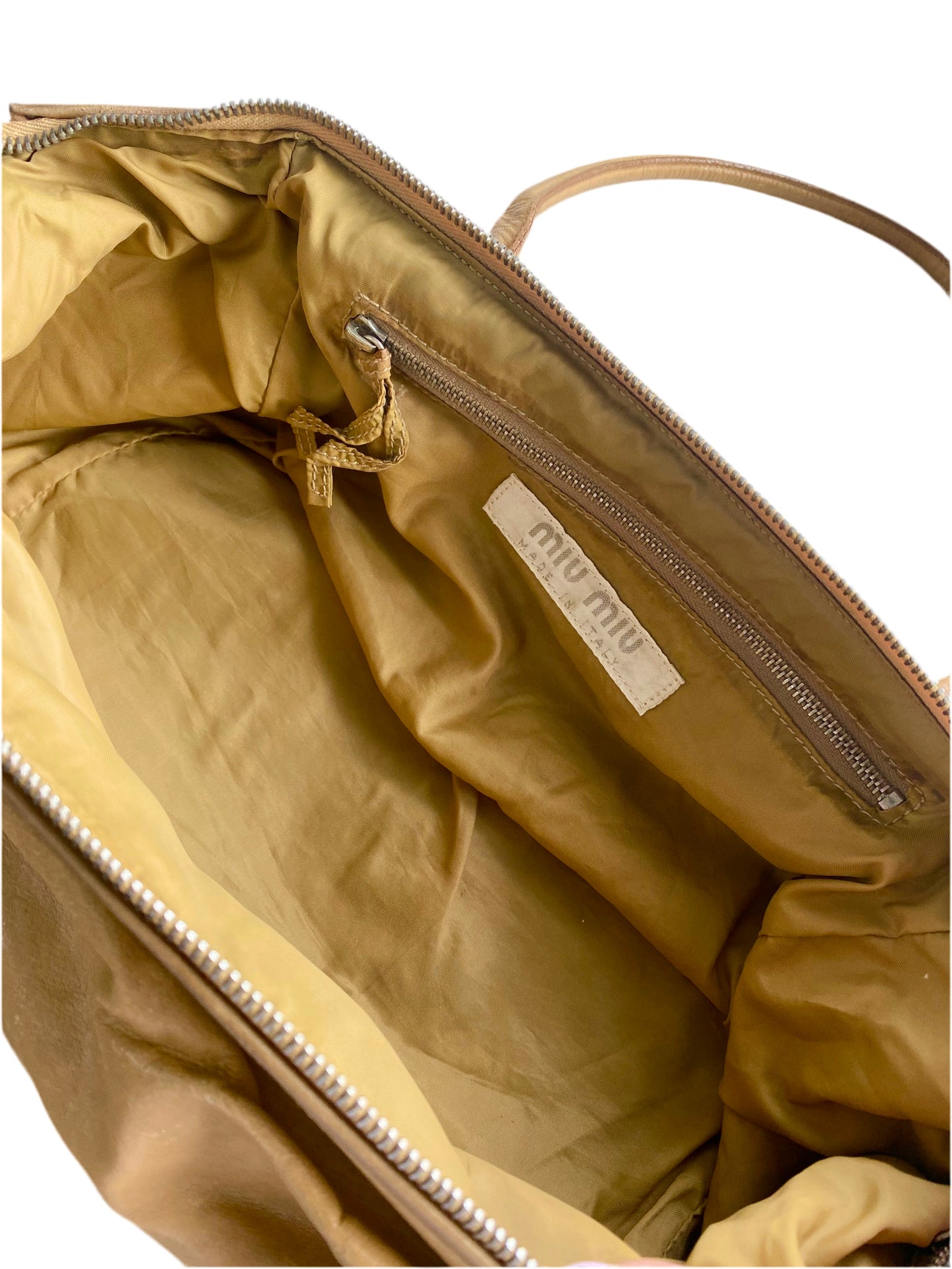 Miu Miu Camel Brown Calfskin Leather Shoulder Bag