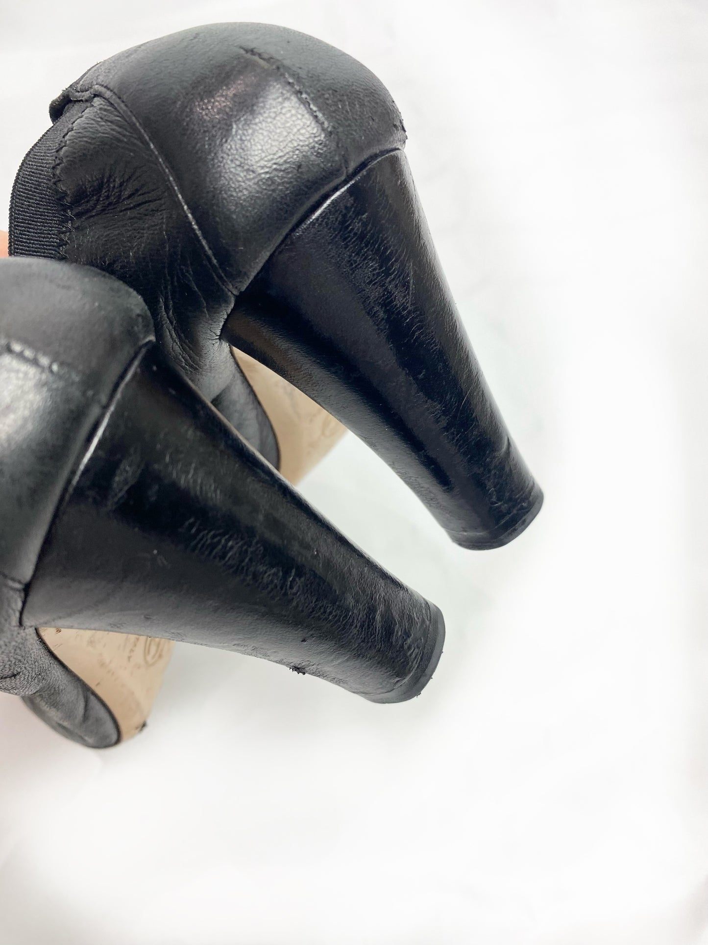 Chanel Black CC Leather Lambskin Pump Heels