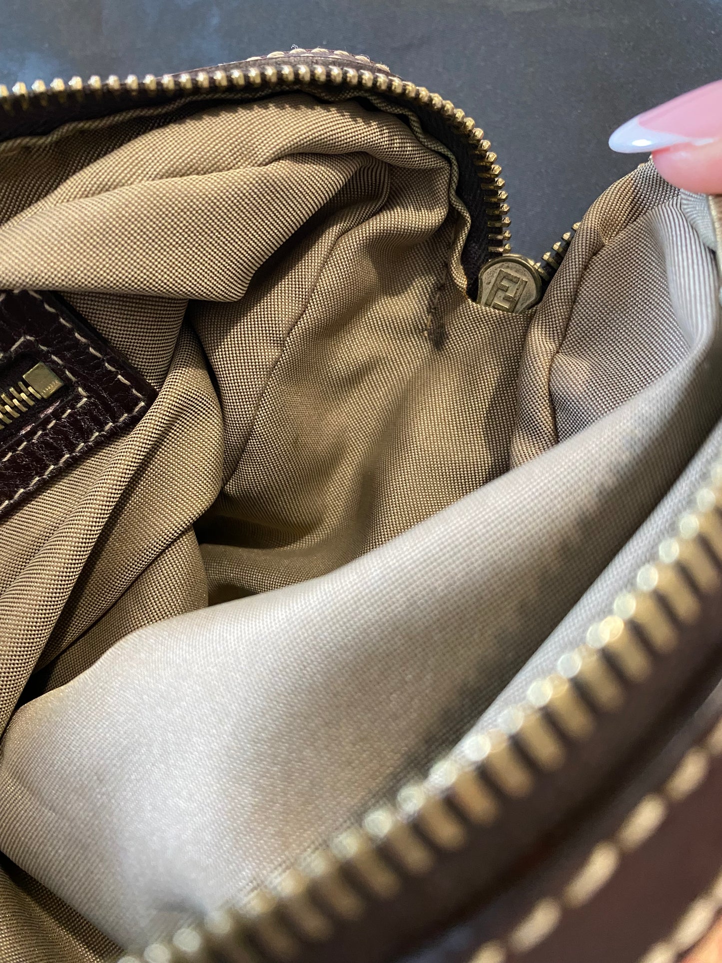 Fendi Zucchino Canvas Baguette Bag in Rose Pink