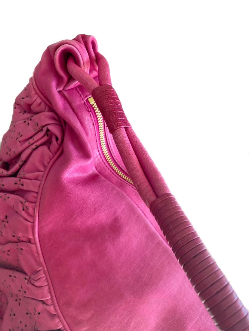 Christian Dior Hot Pink / Fuchsia Gypsy Ruffle Hobo Shoulder Bag