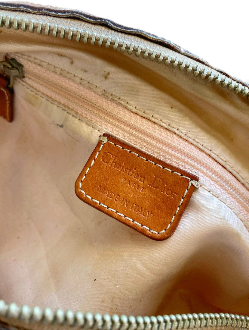 Dior 2006 Galliano Monogram Romantique Heart Padlock Mini Beige Barrel Bag