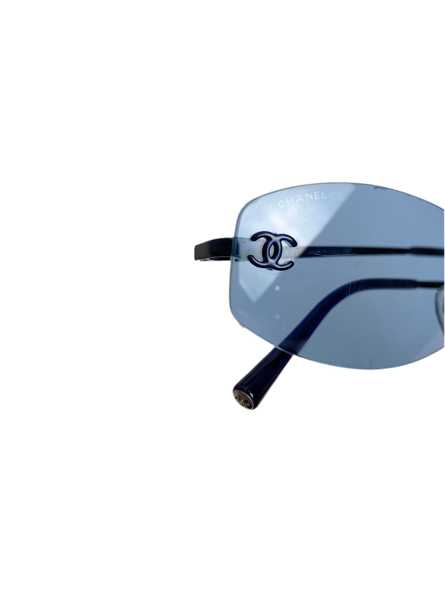 Chanel Vintage Dark Blue Rimless Sunglasses