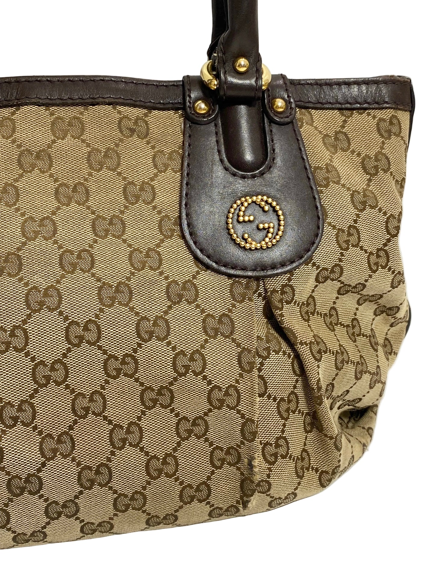 Gucci Vintage Scarlett Stud GG Tote Shoulder Bag