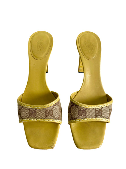 Gucci Mustard Yellow GG Monogram Mule Heels