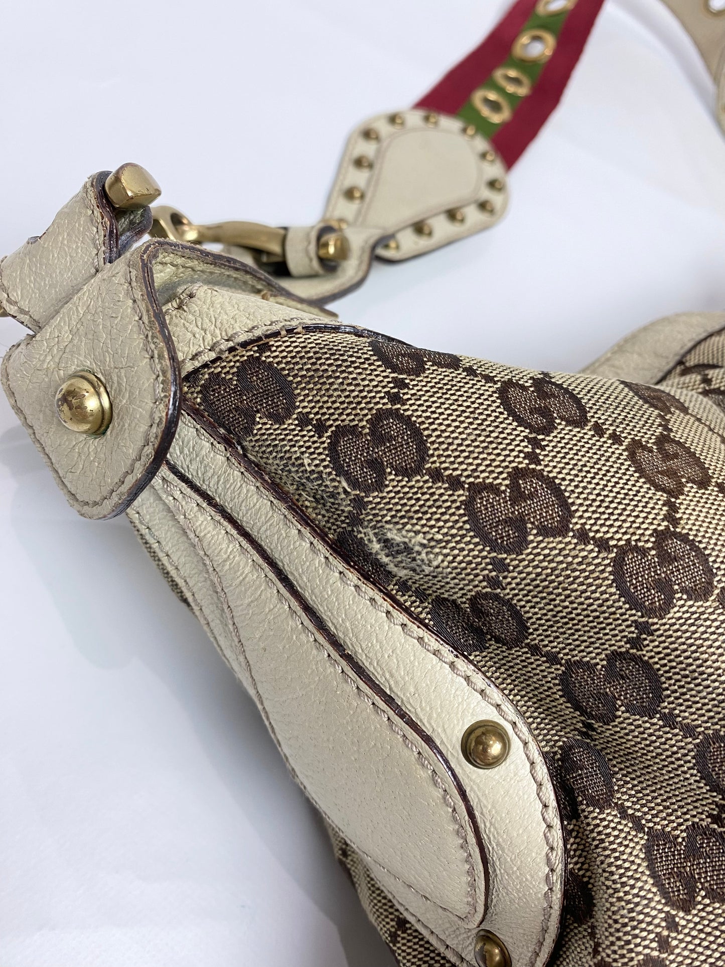 Gucci GG Canvas Pelham Studded Hobo Bag