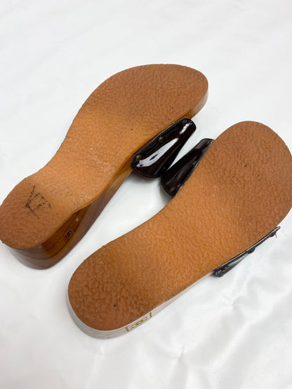 Chanel 90's Brown Wooden Clogs