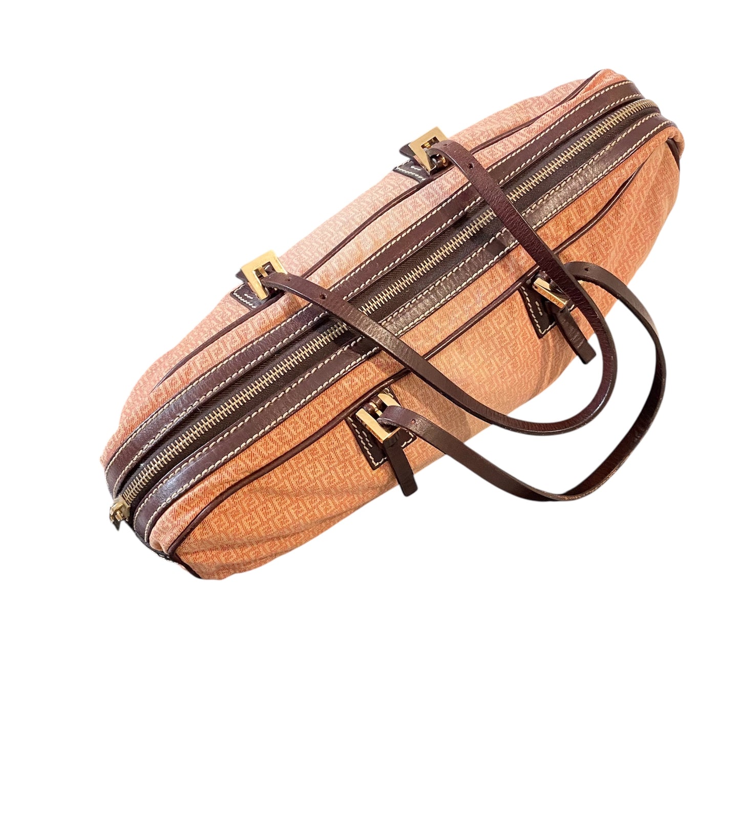 Fendi Zucchino Canvas Baguette Bag in Rose Pink