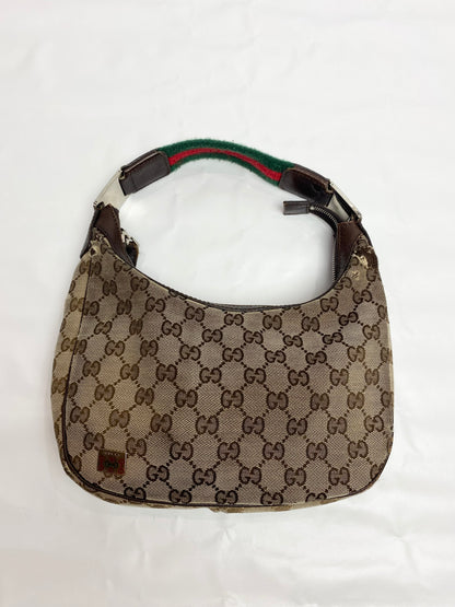 Gucci Brown Monogram Sherry Line Mini Hobo Bag