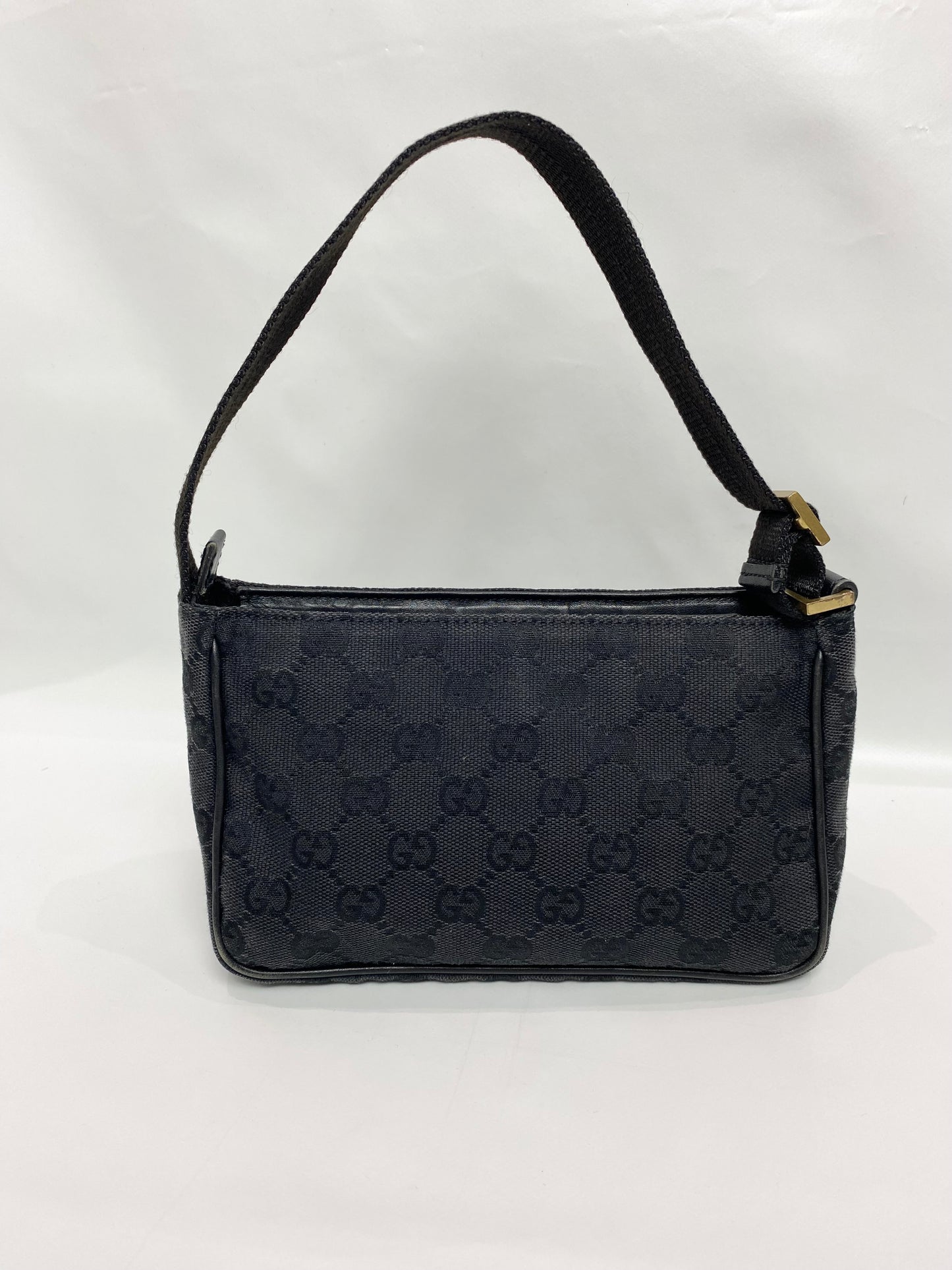 Gucci GG Monogram Canvas Black Pouch Shoulder Bag