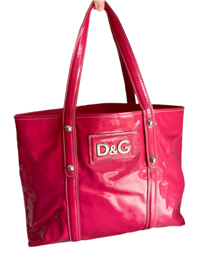 Dolce & Gabbana Vintage Hot Pink Patent Leather Tote Bag