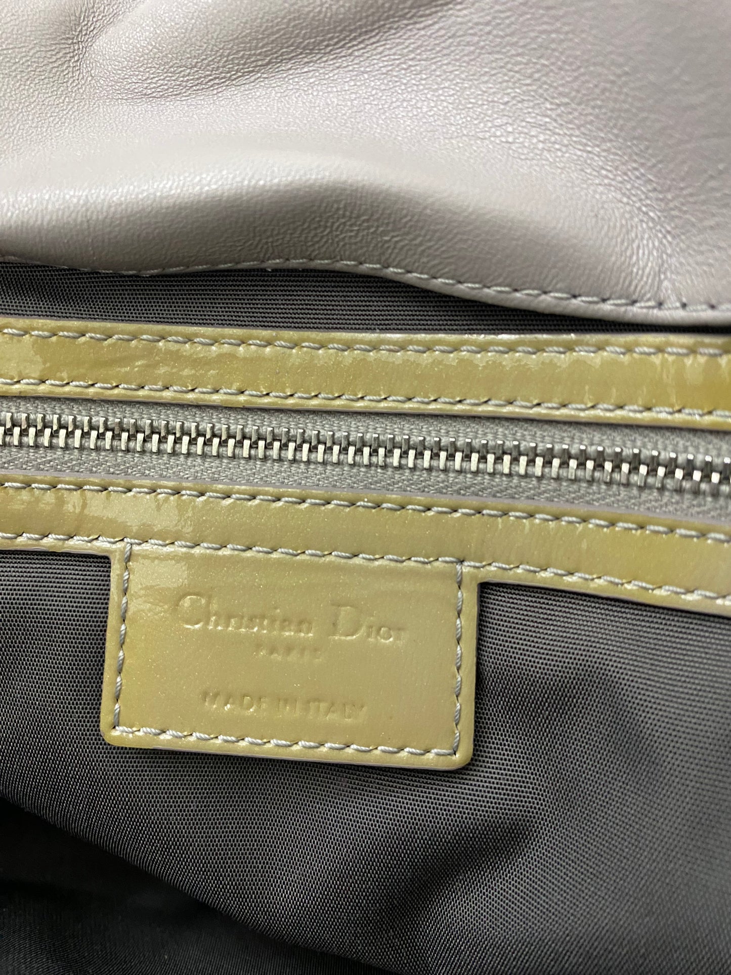 Dior Cannage Beige Patent Leather Lock Flap Shoulder Bag