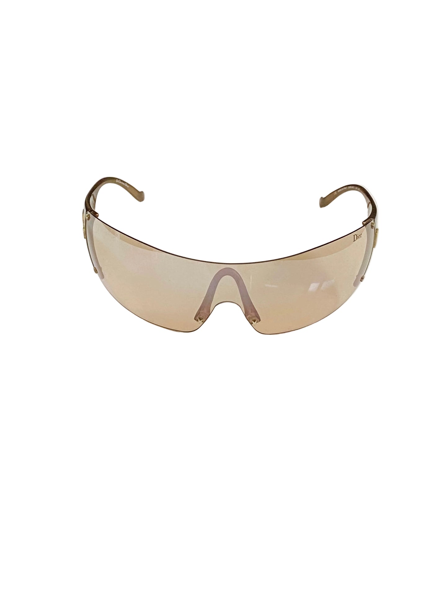 Dior Vintage Gold Ski 5 Wrap Around Sunglasses John Galliano