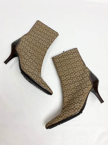 Coach Monogram Canvas Jeri Ankle Boots