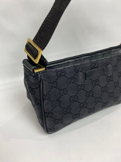 Gucci GG Monogram Canvas Black Pouch Shoulder Bag