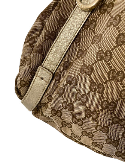 Gucci GG Canvas Brown Gold Abbey Tote Bag