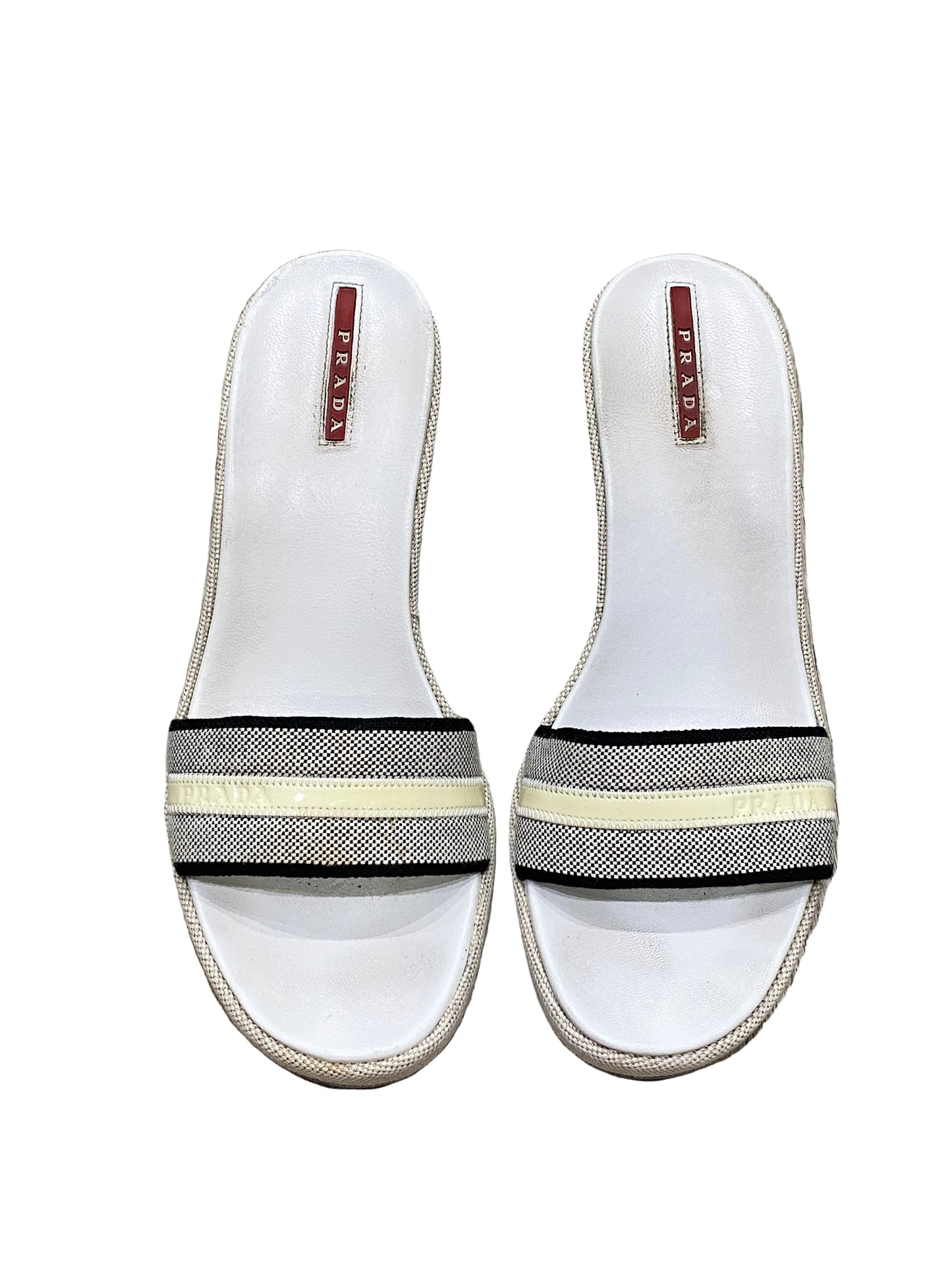 Prada Vintage Stripe Wedge Sandals