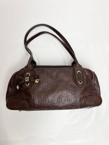 Sac Boston en cuir bordeaux Gucci