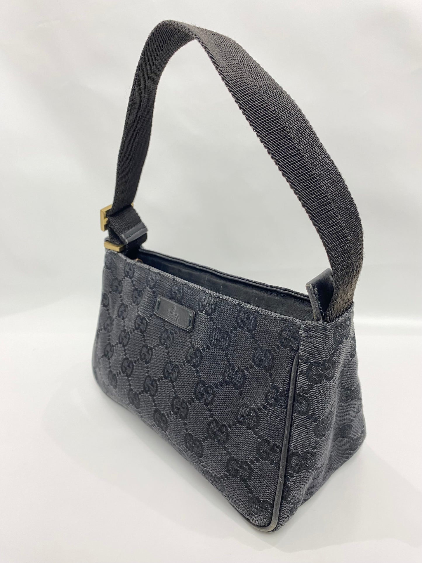 Gucci GG Monogram Canvas Black Pouch Shoulder Bag