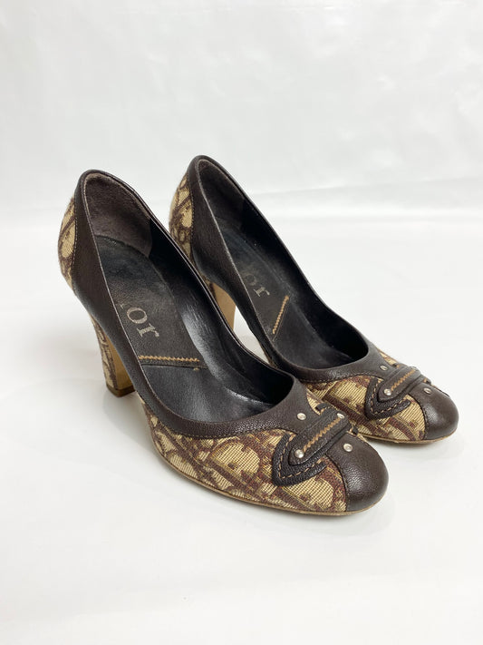 Dior Monogram Brown Pump Heels