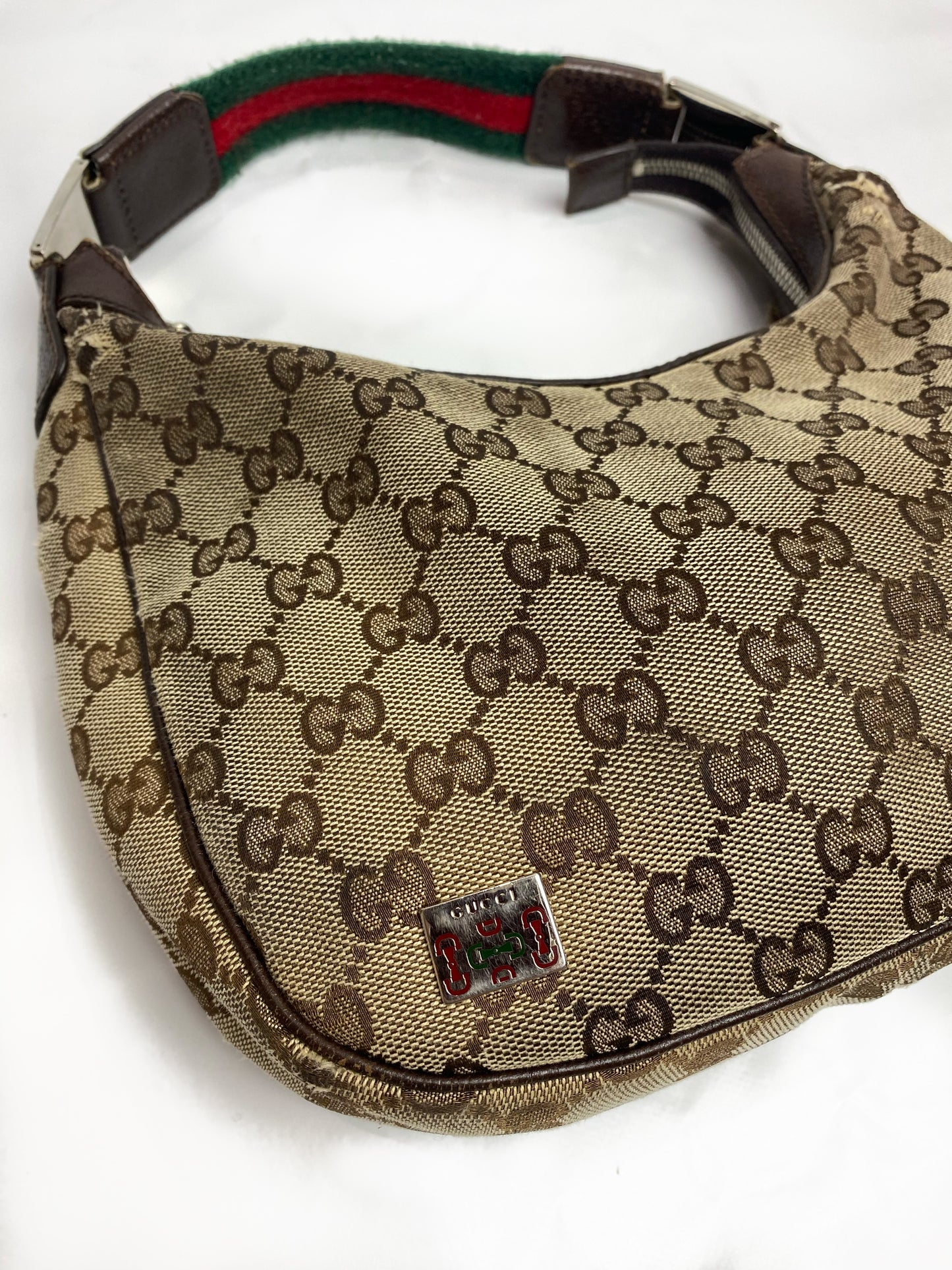 Gucci Brown Monogram Sherry Line Mini Hobo Bag