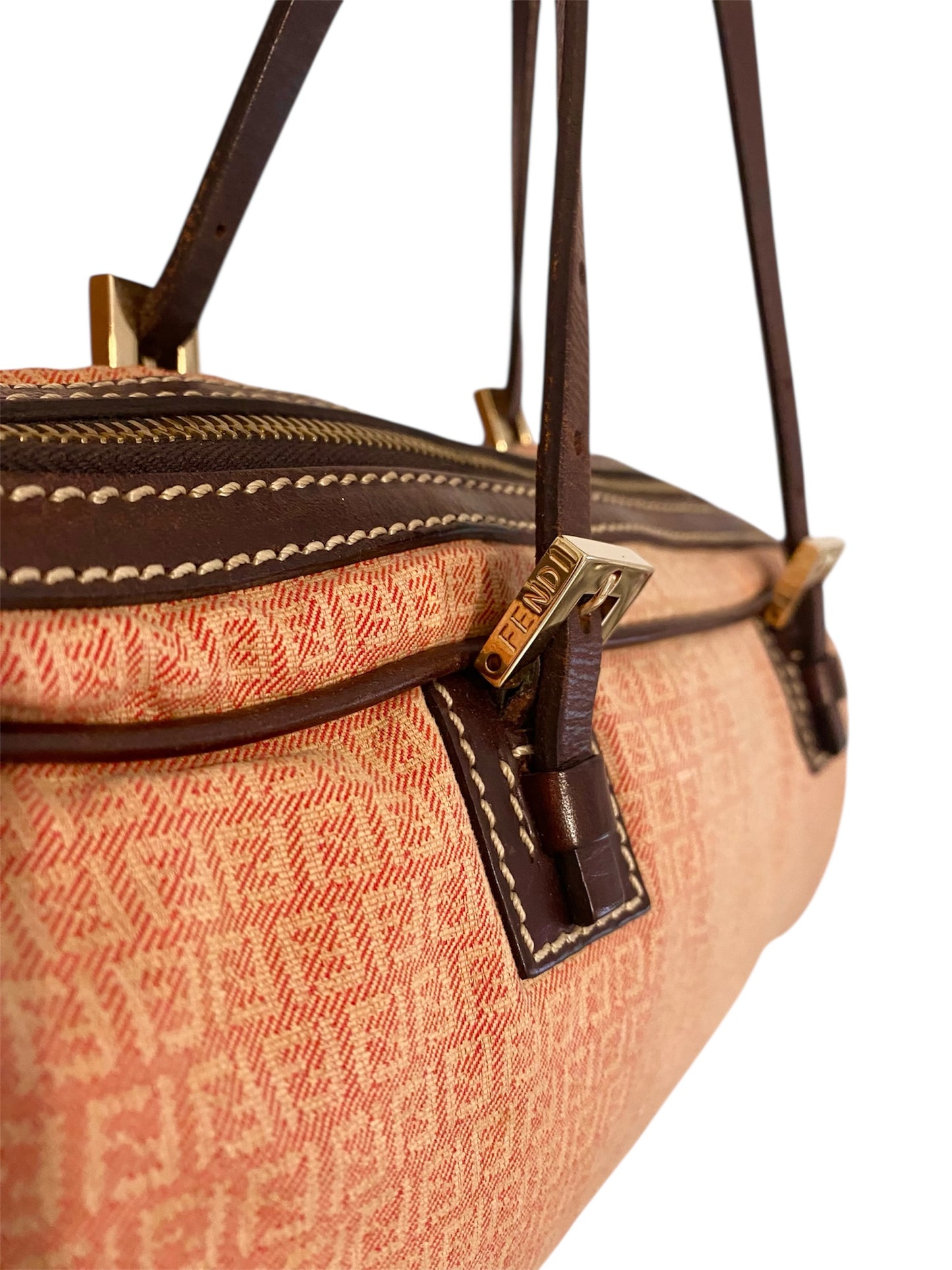 Fendi Zucchino Canvas Baguette Bag in Rose Pink