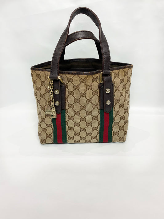 Gucci Sherry Line Brown Canvas Tote Bag