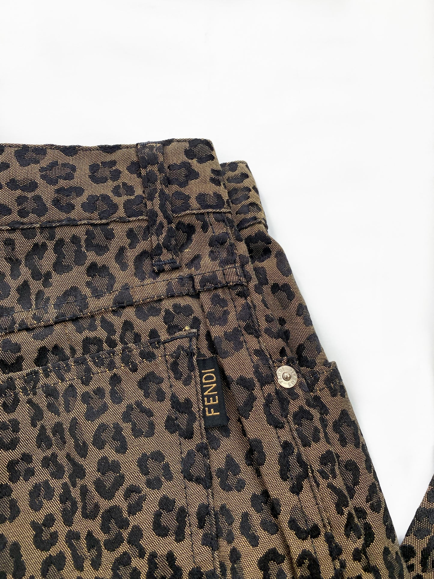 Fendi Brown Leopard Print Zucca FF Trousers