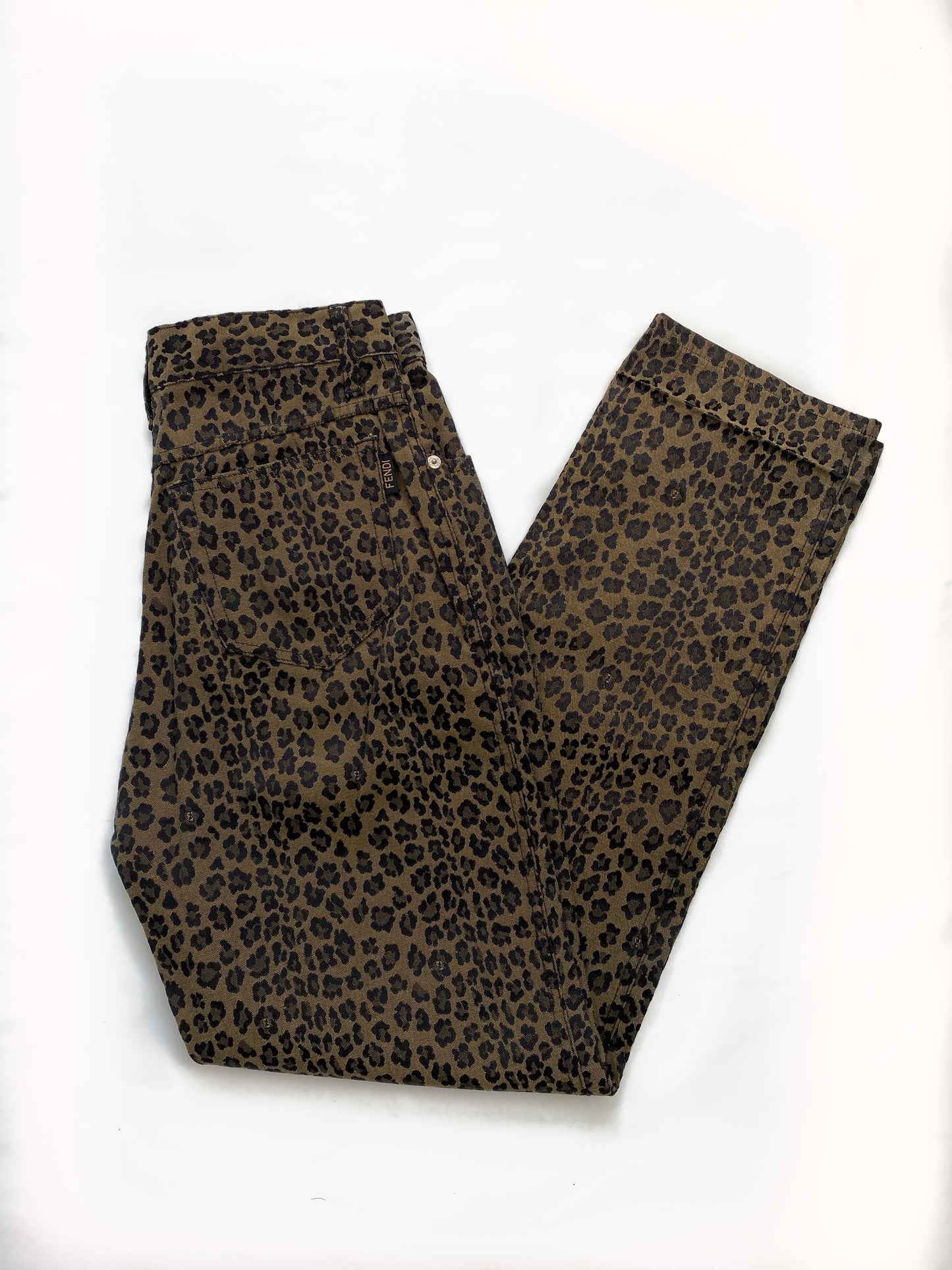 Fendi Brown Leopard Print Zucca FF Trousers