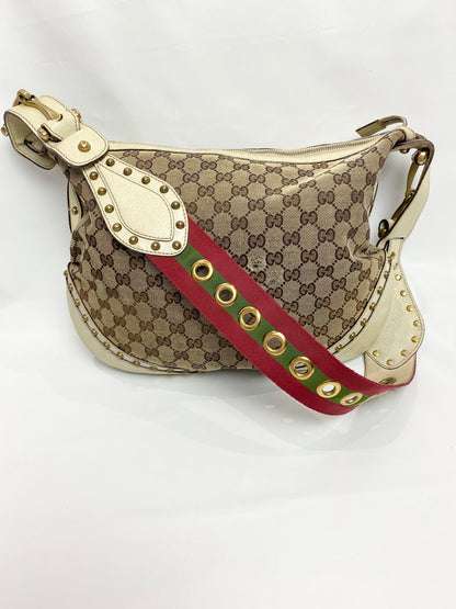 Gucci GG Canvas Pelham Studded Hobo Bag