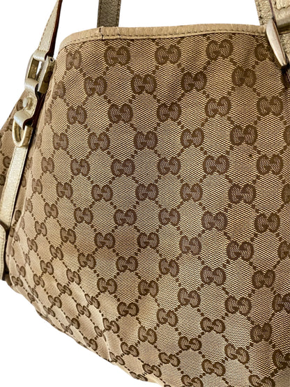 Gucci GG Canvas Brown Gold Abbey Tote Bag