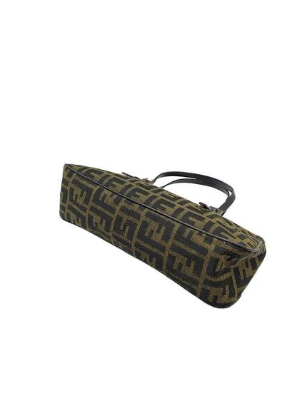 Fendi Zucchino Canvas Baguette Bag Brown / Black