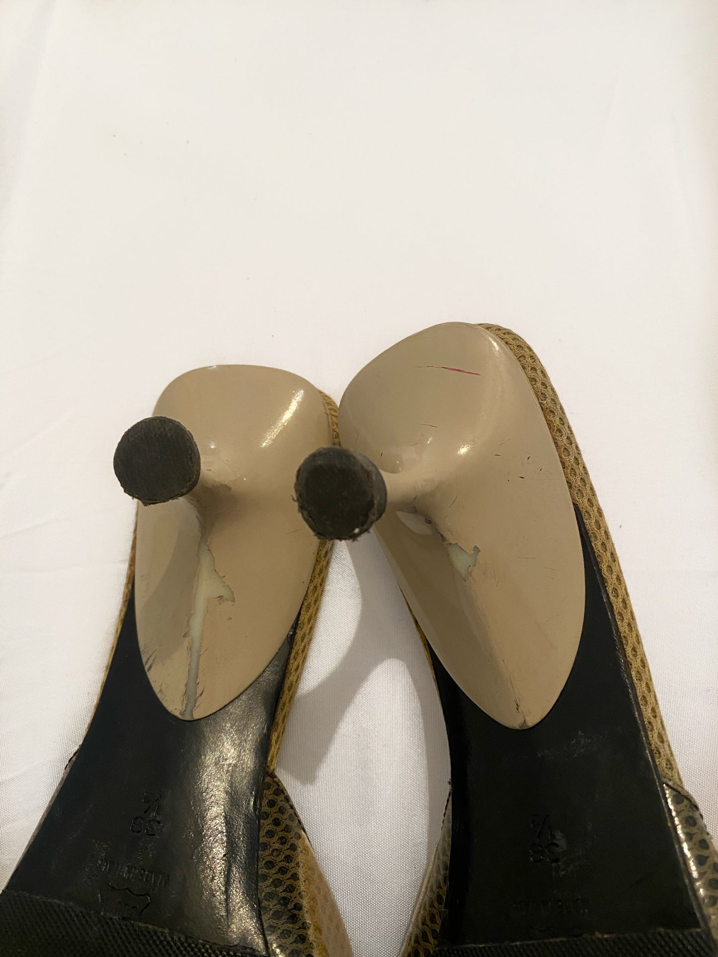 Miu Miu Camel Brown Mesh Kitten Heels