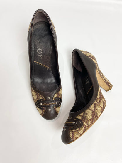 Dior Monogram Brown Pump Heels