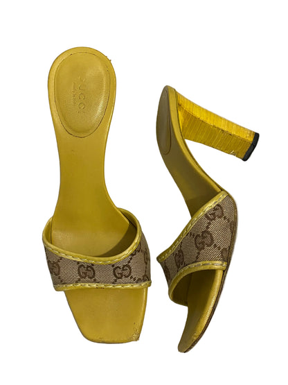 Gucci Mustard Yellow GG Monogram Mule Heels