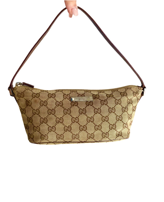 Gucci Classic Light Brown Monogram Pochette Bag