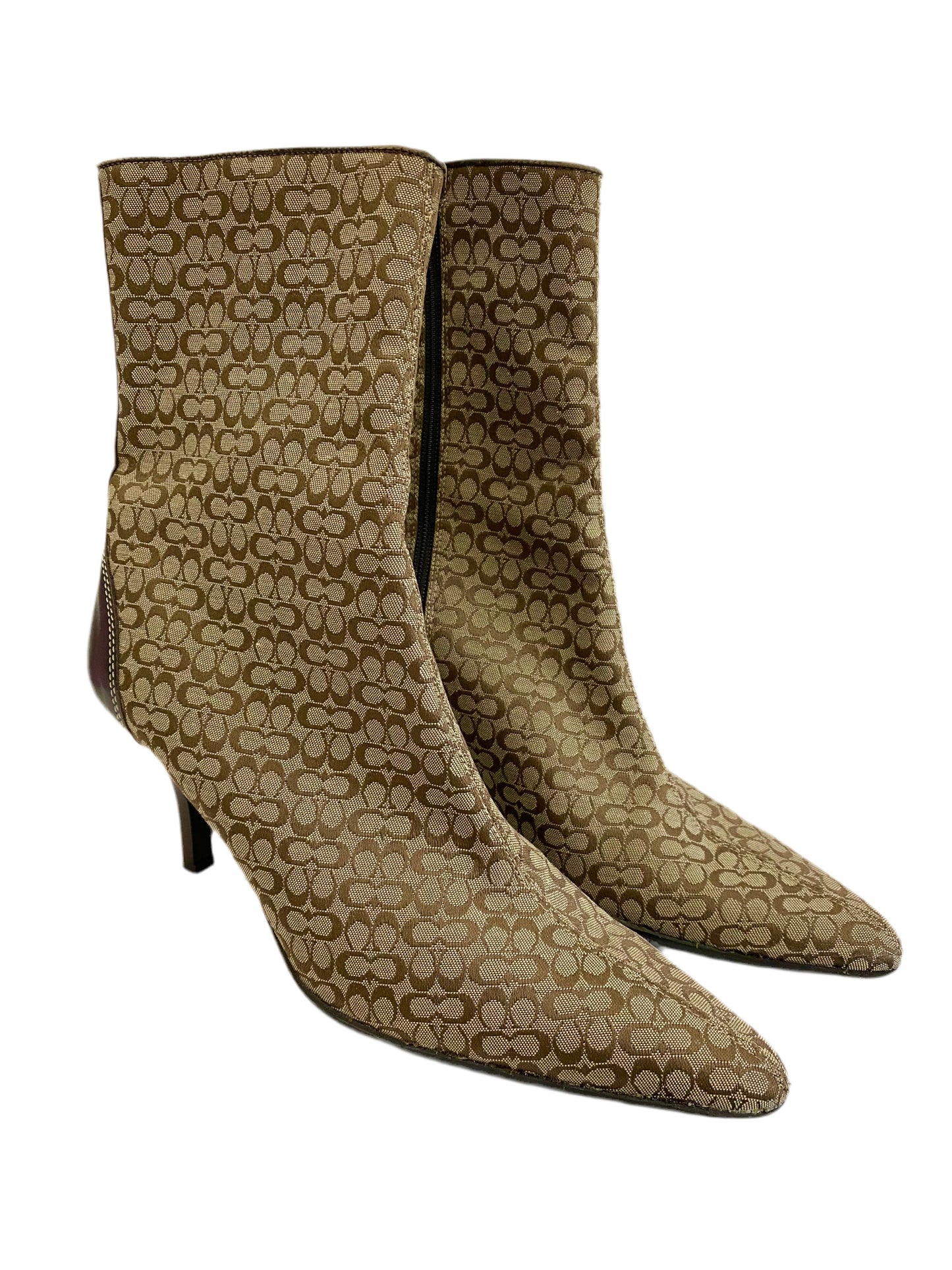 Coach Monogram Canvas Jeri Ankle Boots