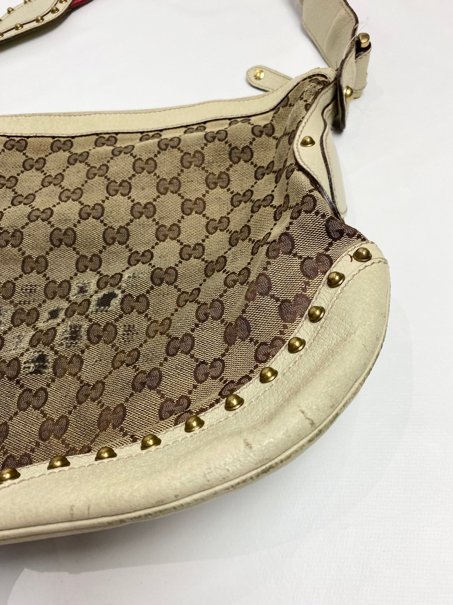 Gucci GG Canvas Pelham Studded Hobo Bag