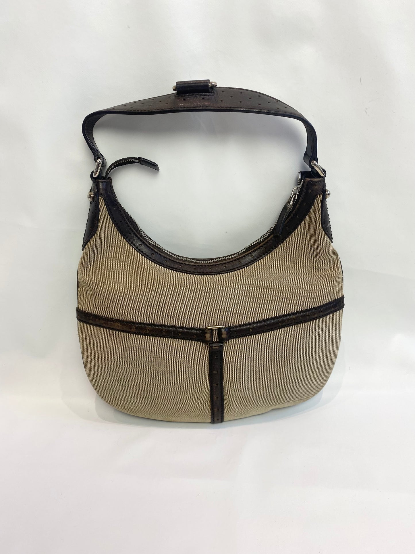 Gucci GG Reins Cream Canvas Sherry Line Shoulder Bag