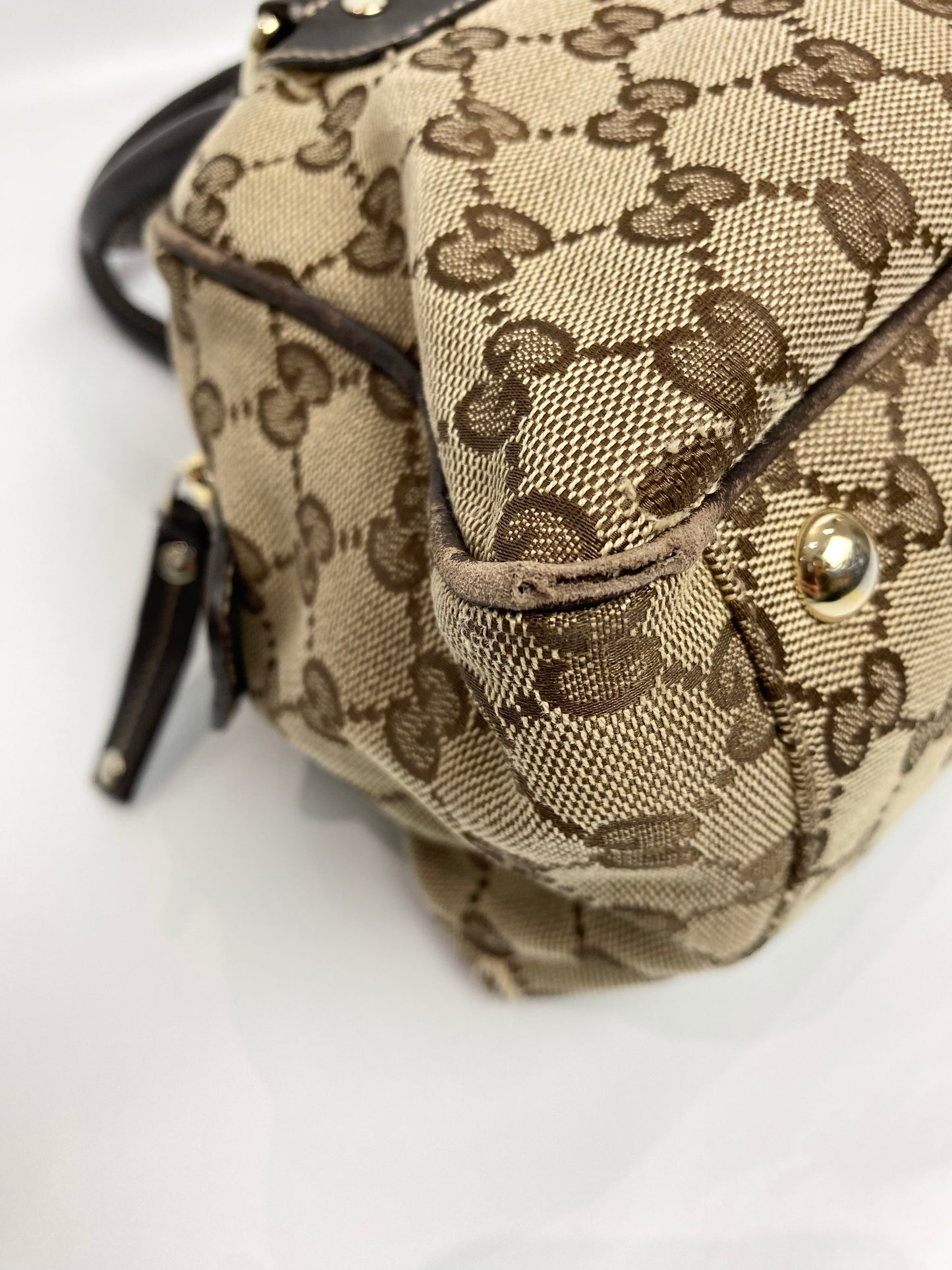 Gucci Monogram Canvas Brown Flower Boston Bag