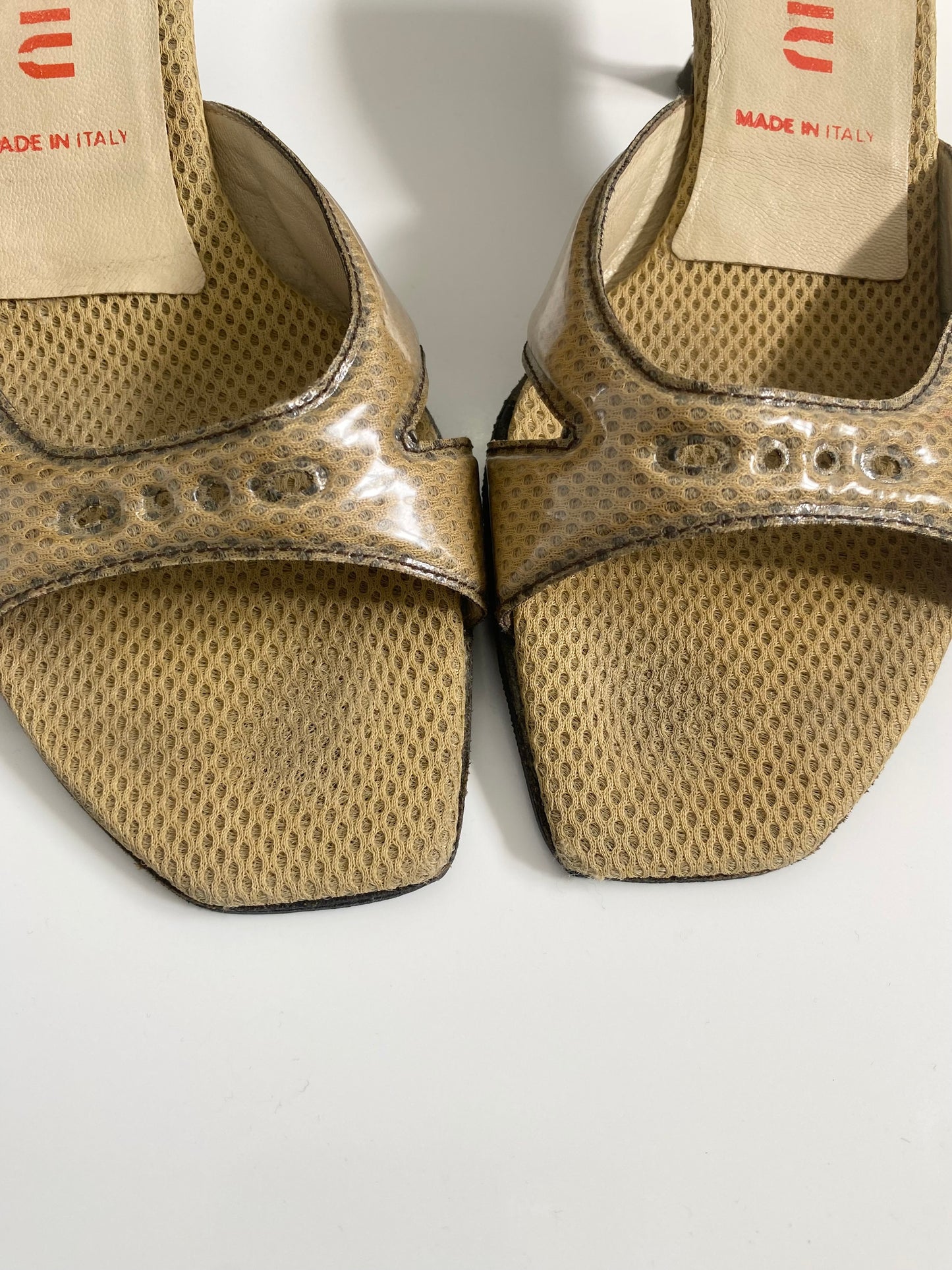 Miu Miu Camel Brown Mesh Kitten Heels